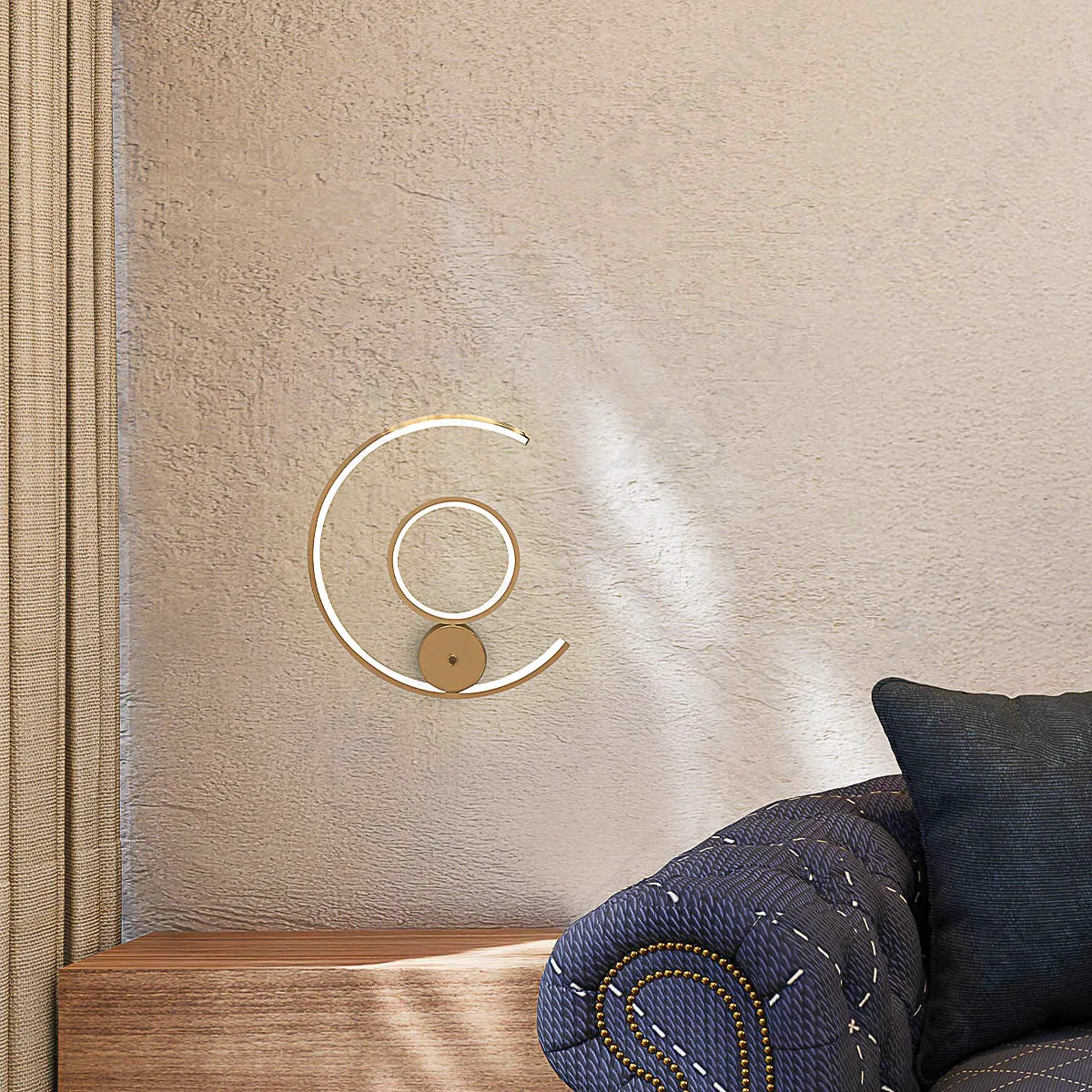 Magnific French Gold C-Shape LED Wall Light