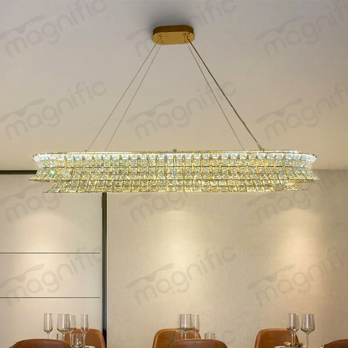 linear crystal chandelier