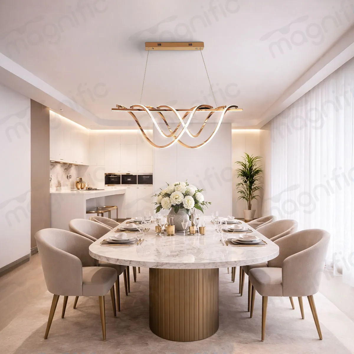 large linear hanging chandelier