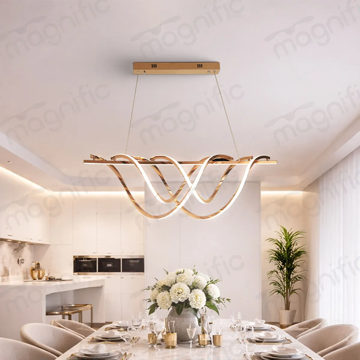 large linear hanging chandelier