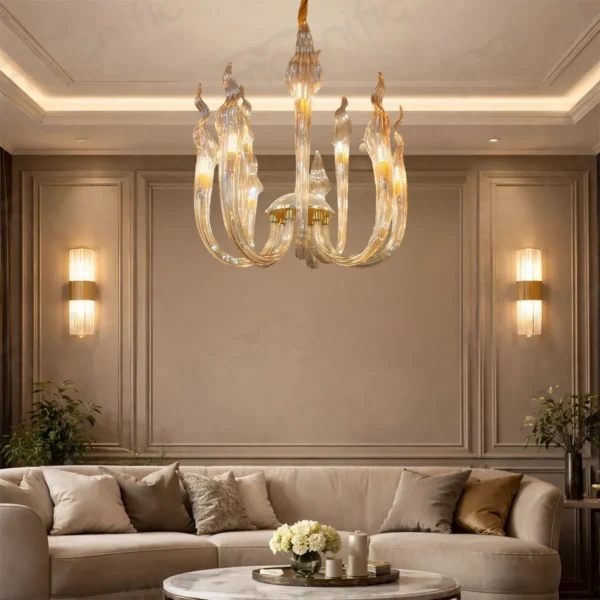 blown glass flame chandelier for grand interior India