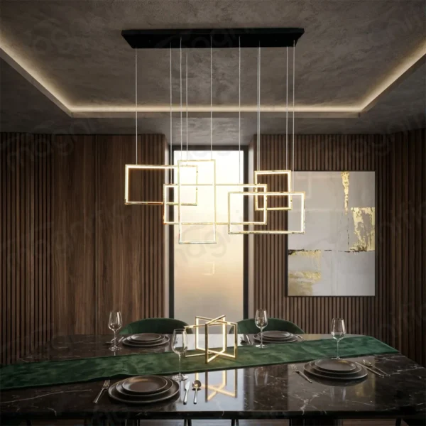 geometric LED chandelier for dining table