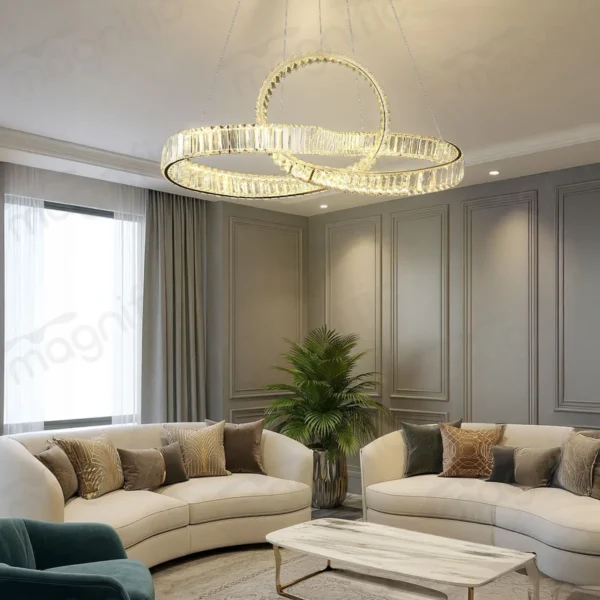 double crystal ring chandelier for living room
