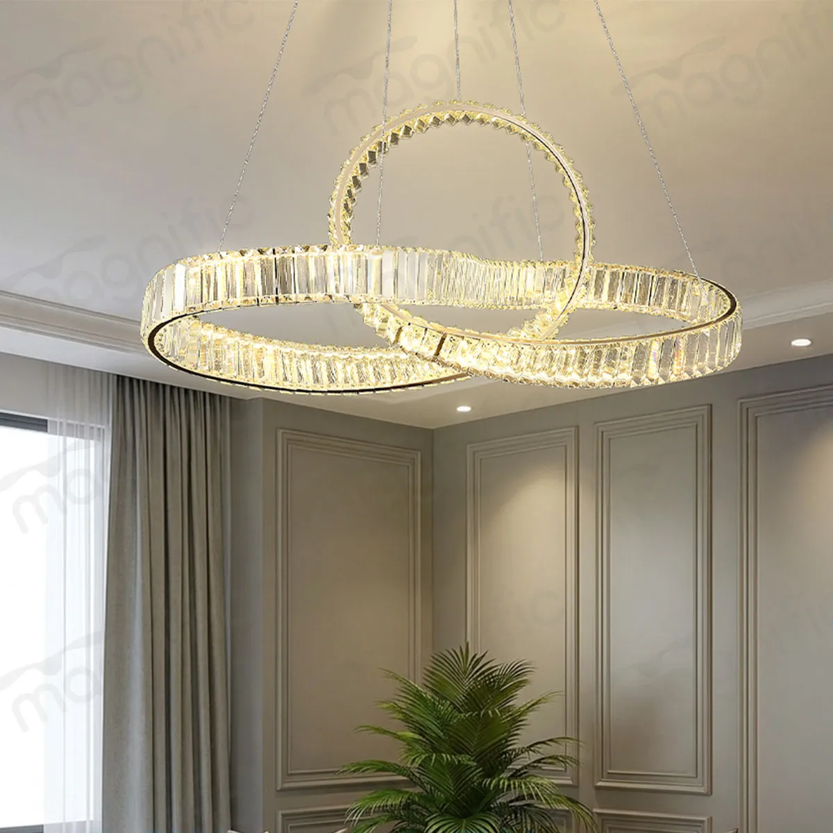 double crystal ring chandelier for living room