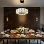 crystal drum chandelier India | gold ring crystal chandelier India