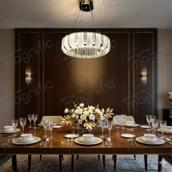 crystal drum chandelier India | gold ring crystal chandelier India