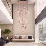 rose gold ring chandelier for double height ceiling India