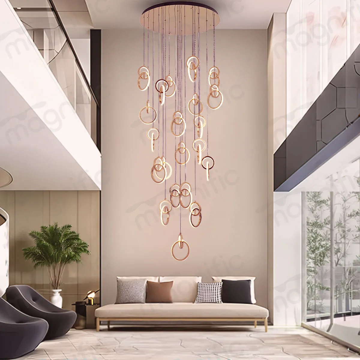 rose gold ring chandelier for double height ceiling India