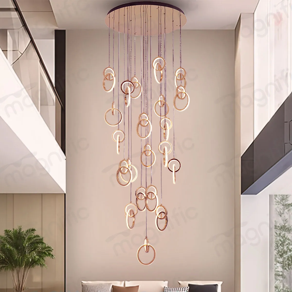 rose gold ring chandelier for double height ceiling India