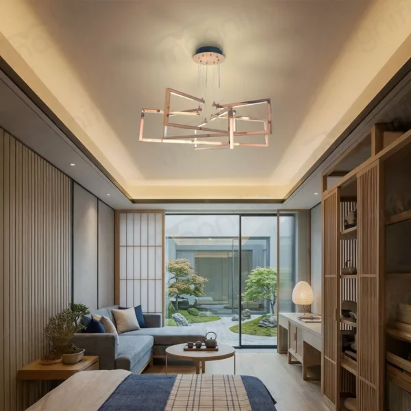 rose gold geometric frame chandelier for living room India