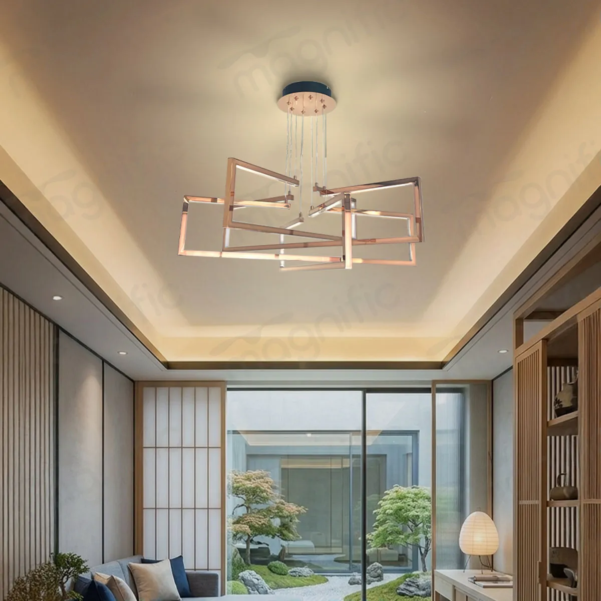 rose gold geometric frame chandelier for living room India