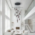 smoke glass cascade chandelier for foyer India