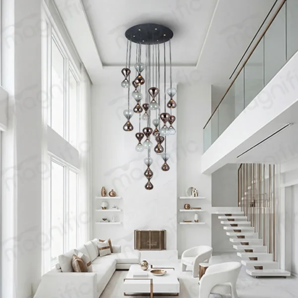 smoke glass cascade chandelier for foyer India