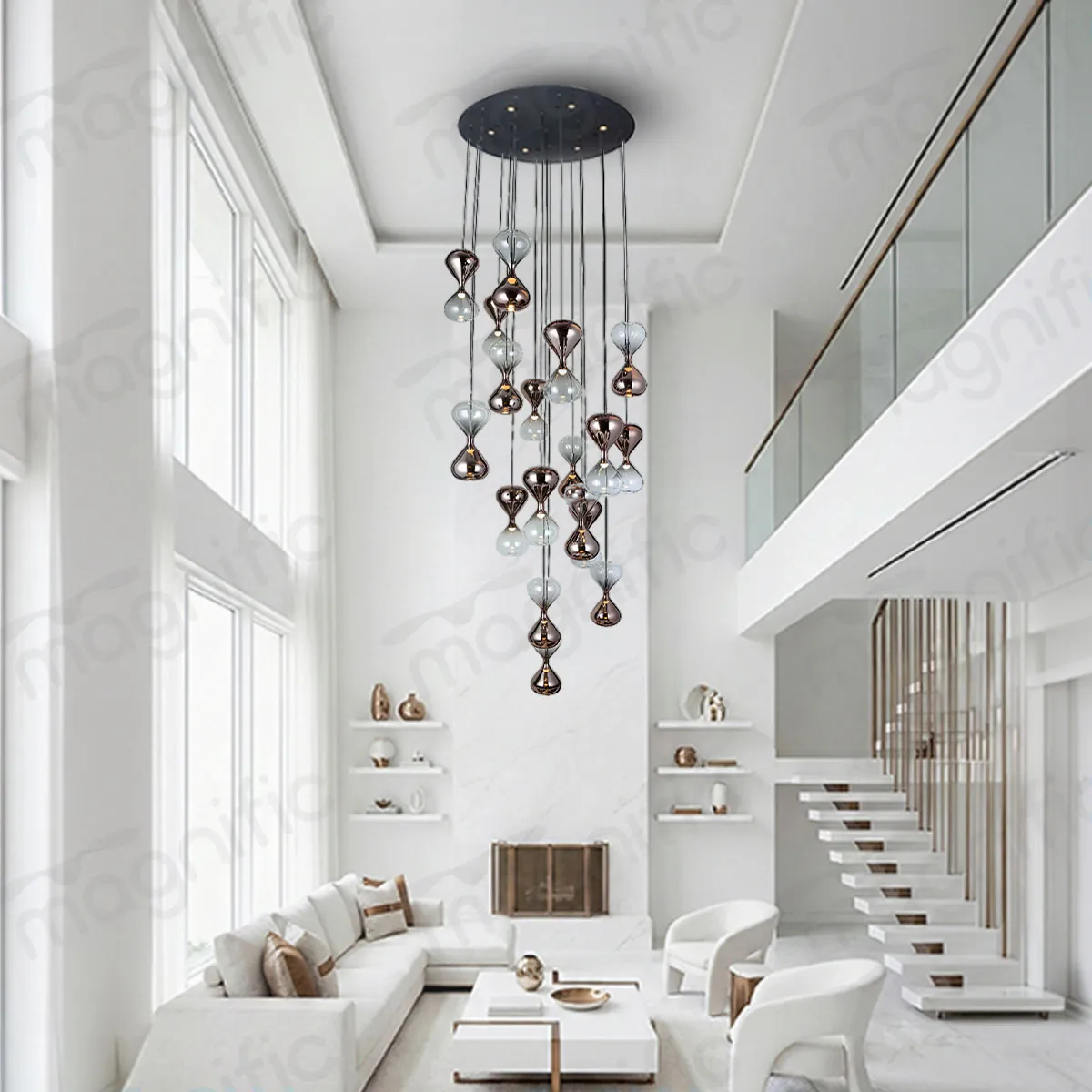 smoke glass cascade chandelier for foyer India