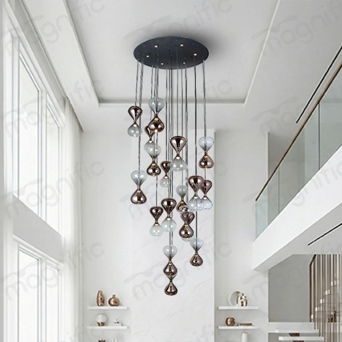 smoke glass cascade chandelier for foyer India