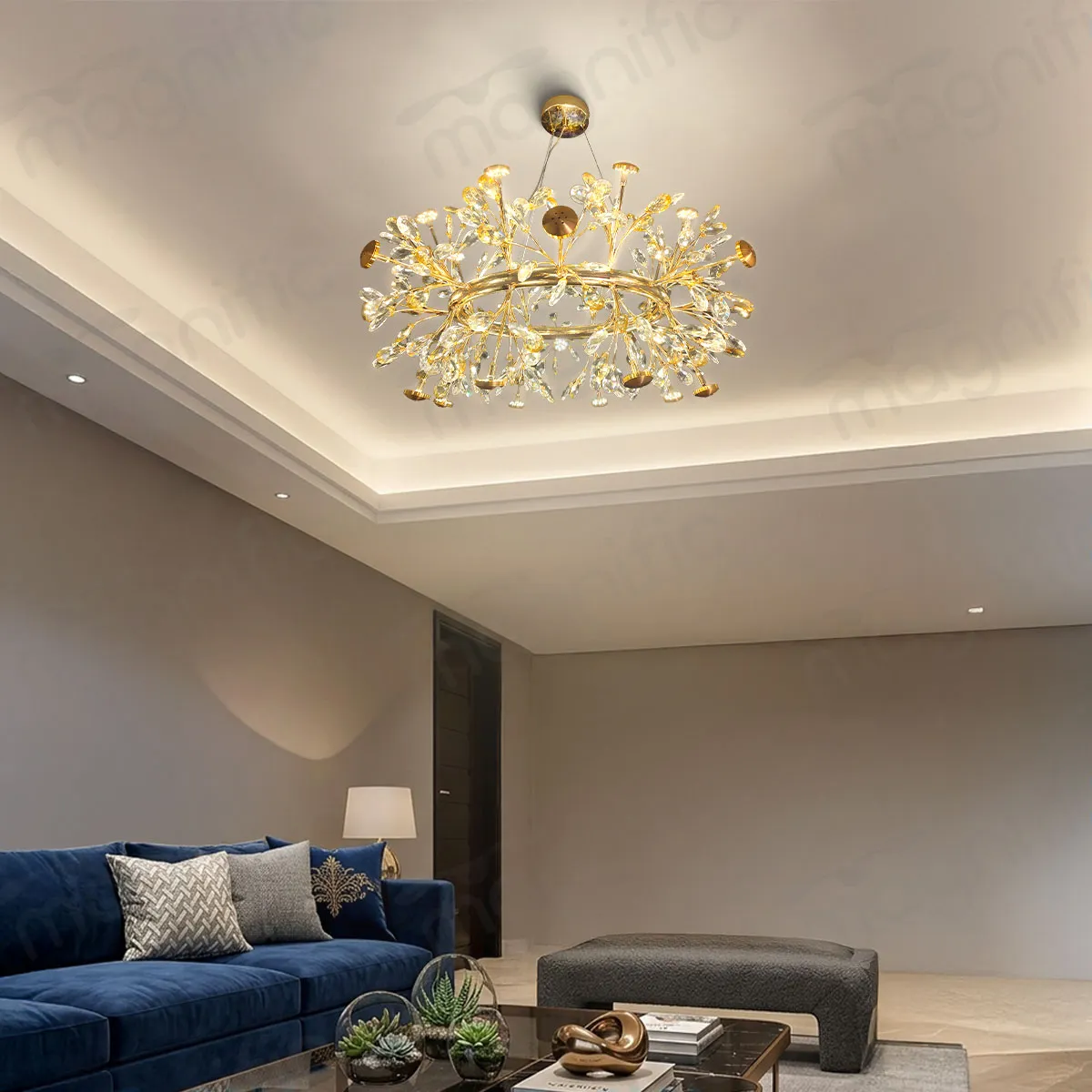 French Gold crystal wreath chandelier for living room India