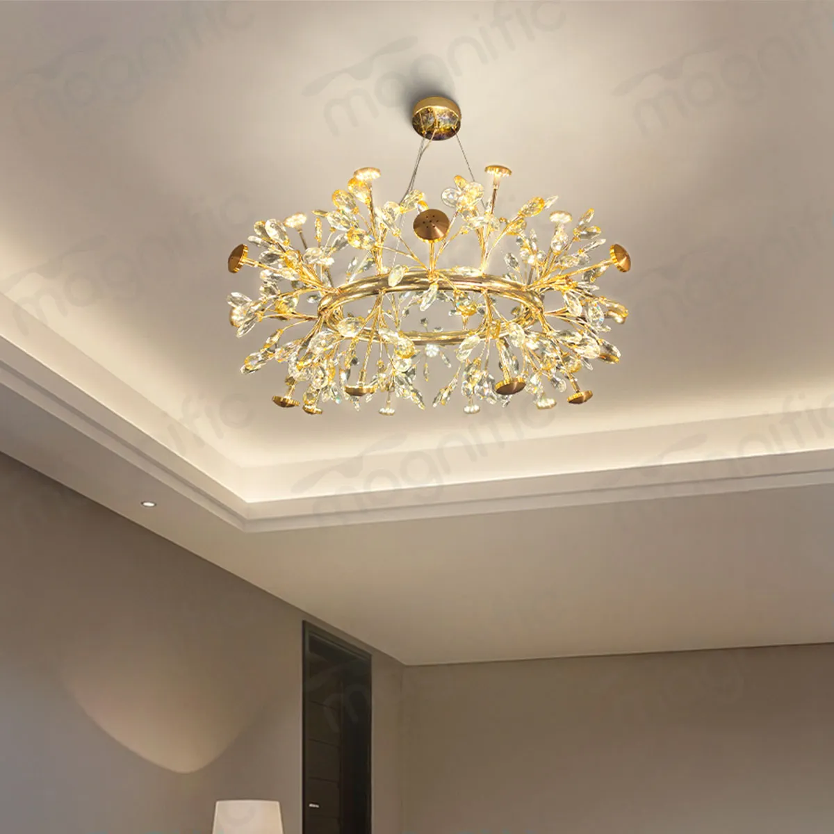 French Gold crystal wreath chandelier for living room India