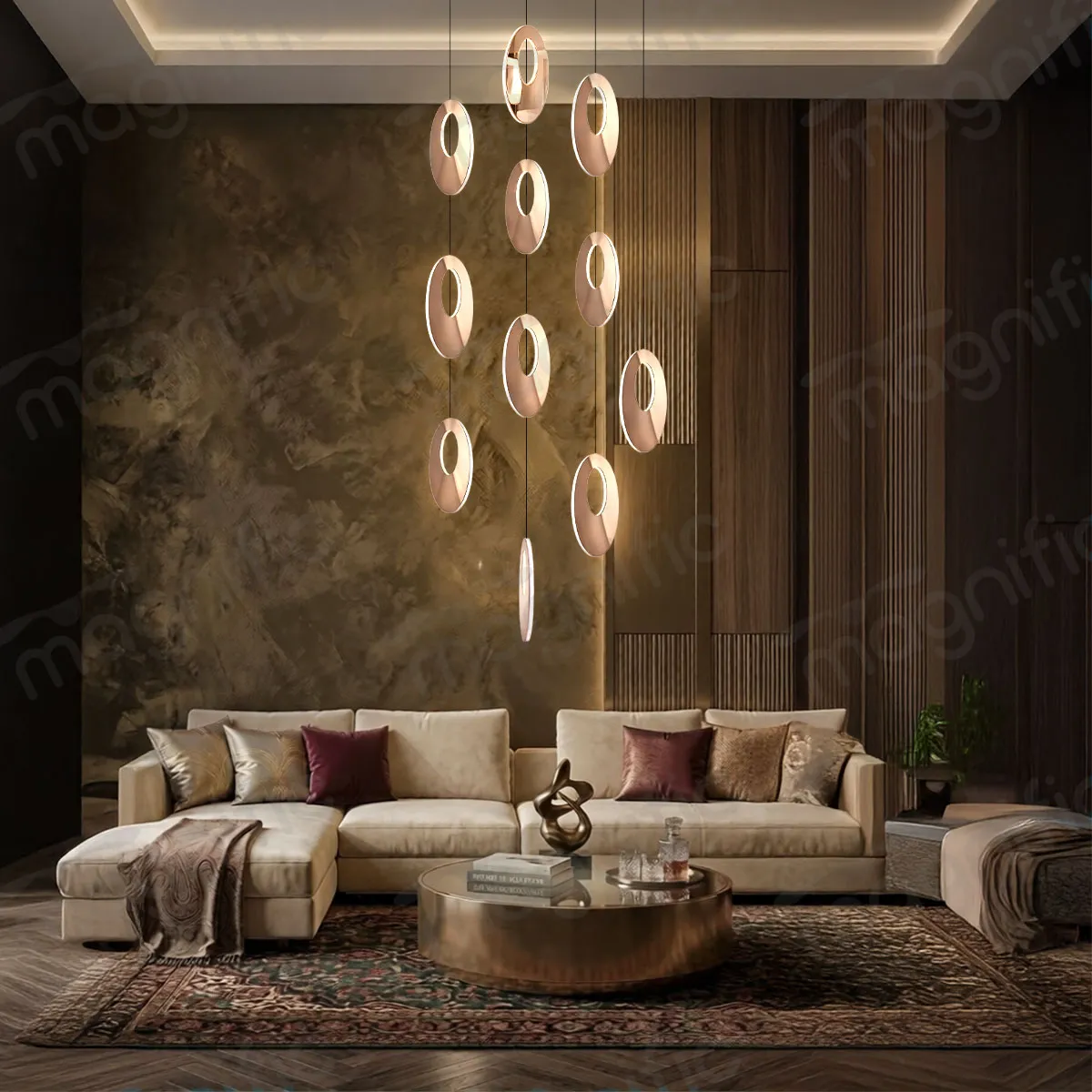 rose gold oval disc pendant for bedroom India
