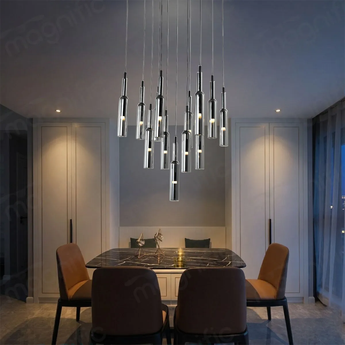 smoke glass cylinder chandelier for staircase India