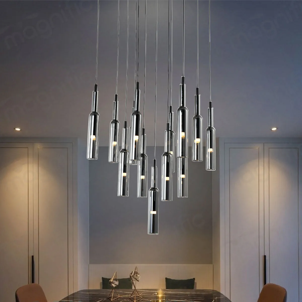 smoke glass cylinder chandelier for staircase India