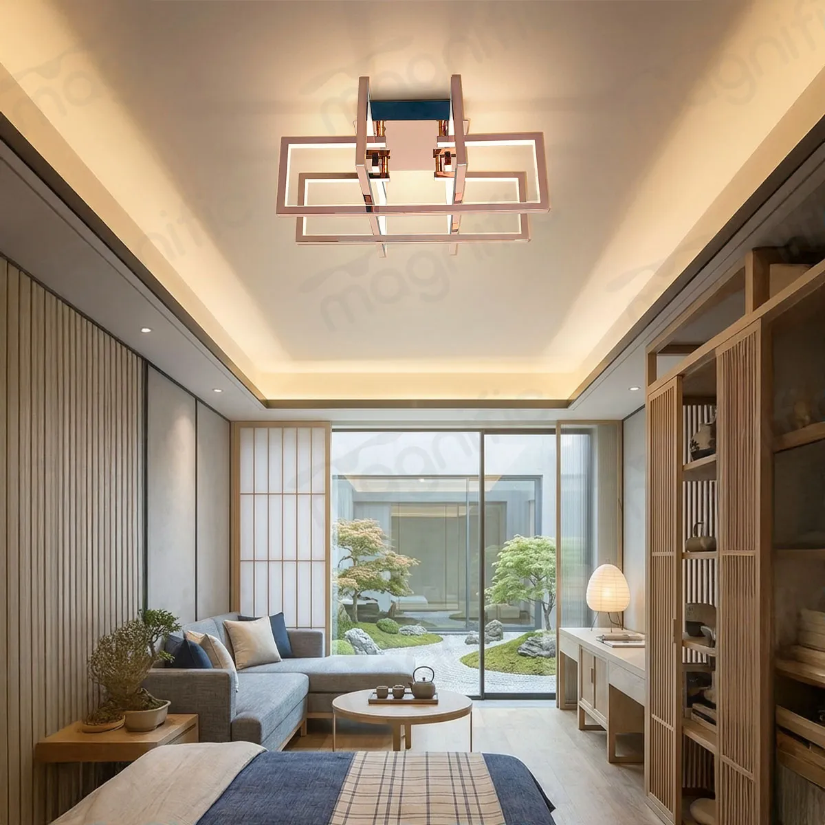 rose gold geometric flush ceiling light