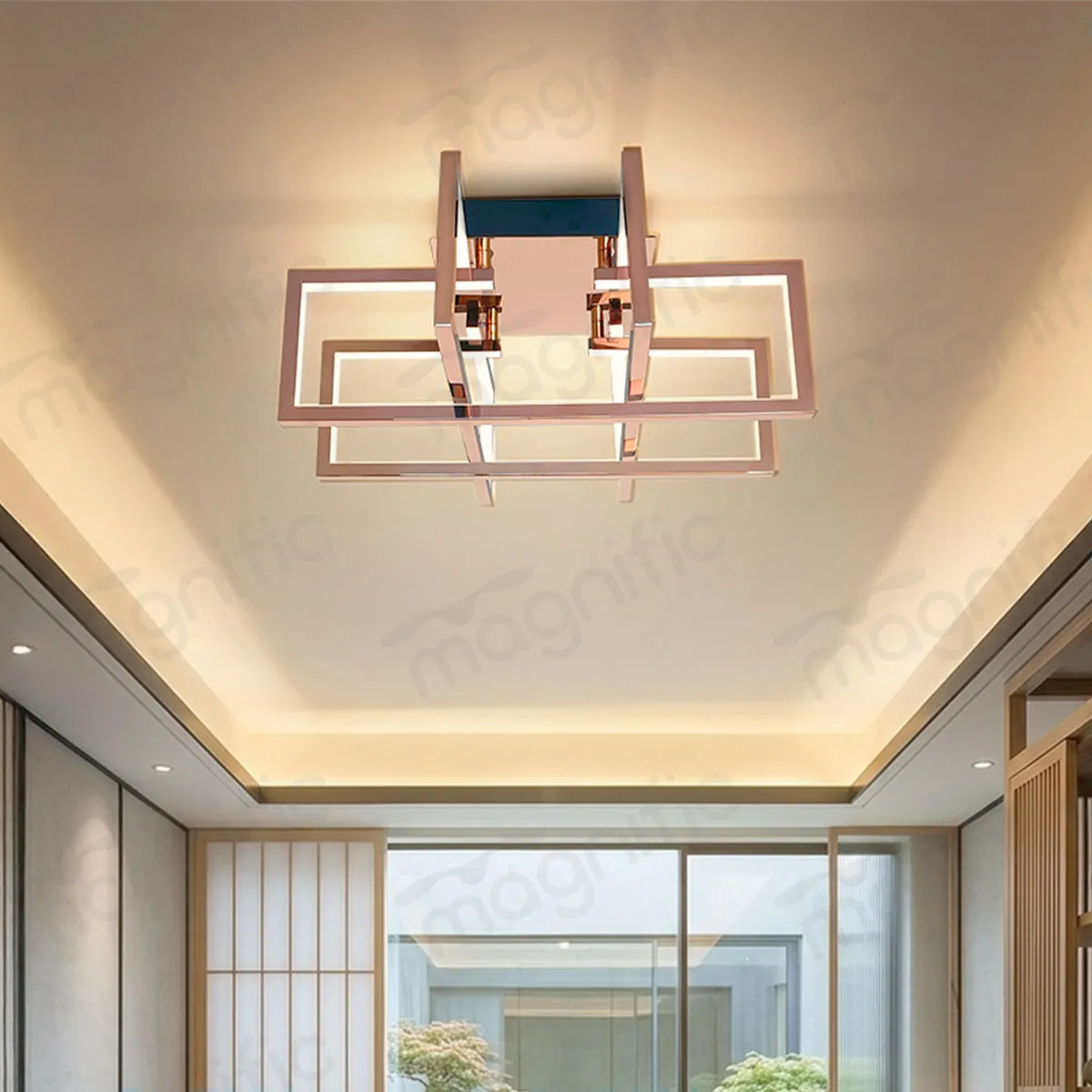rose gold geometric flush ceiling light