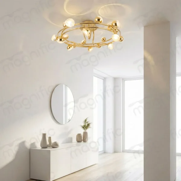 gold globe flush ceiling light India