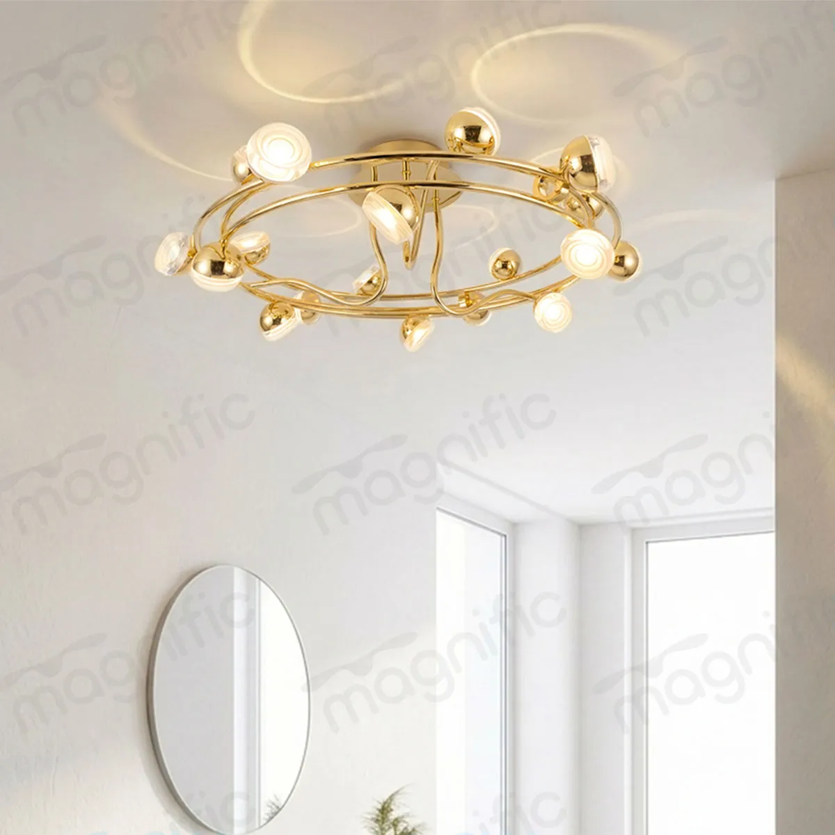 gold globe flush ceiling light India