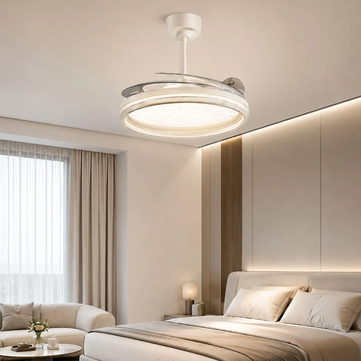 retractable blade ceiling fan for living room India