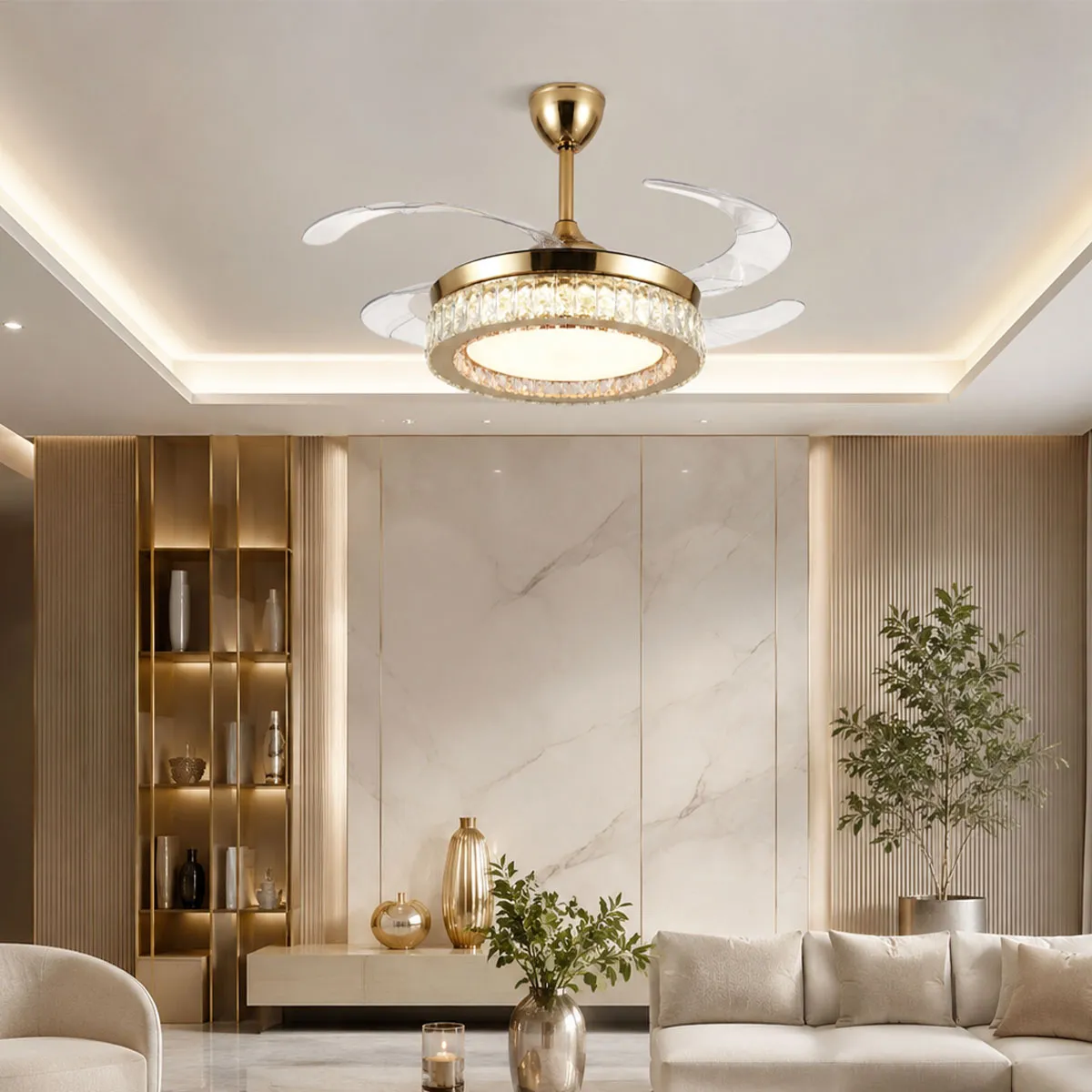 Amelia crystal chandelier ceiling fan India