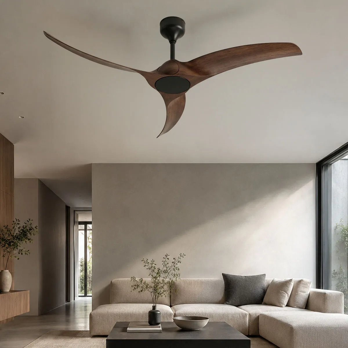 Merlin wooden finish ceiling fan with remote