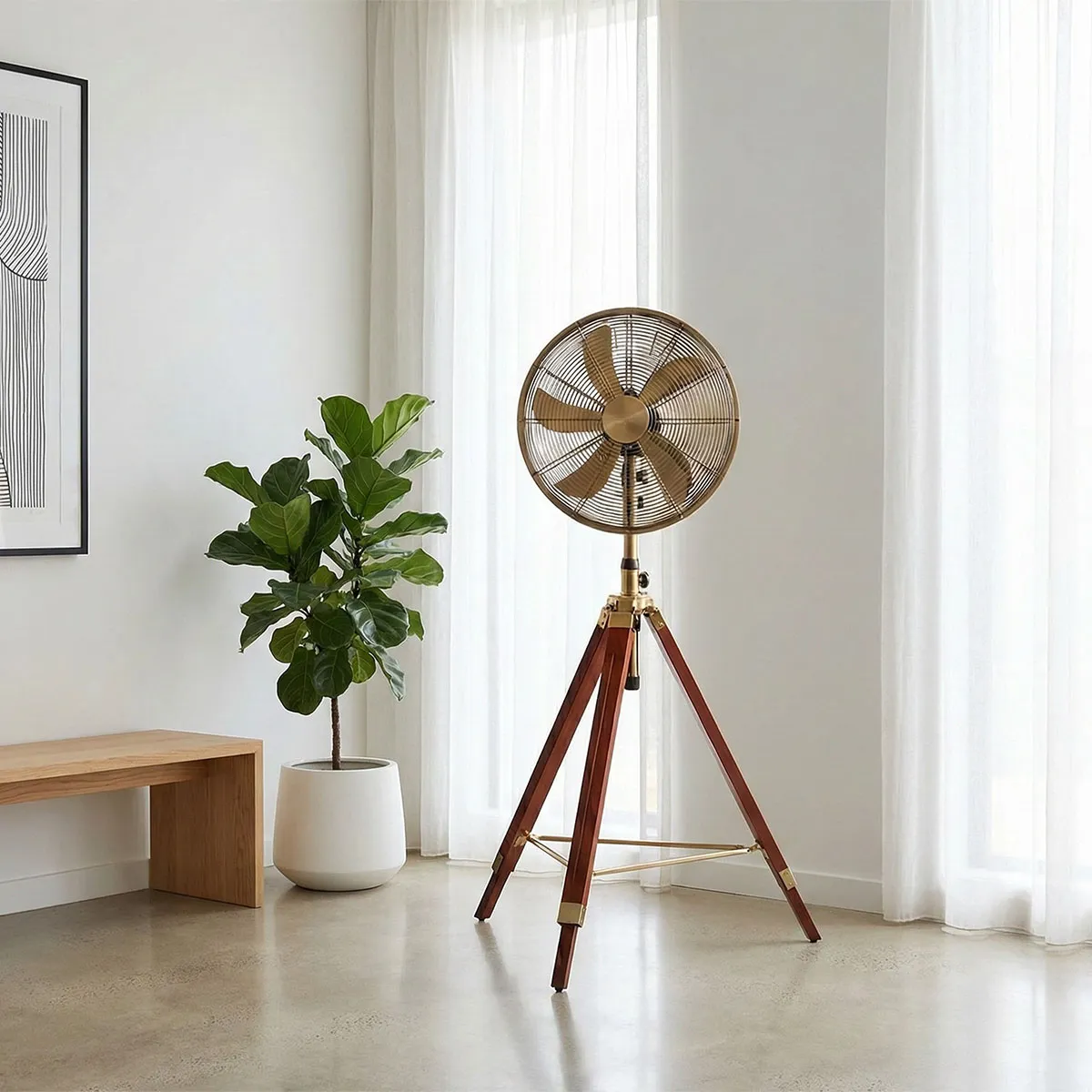 Heritage antique brass stand fan India